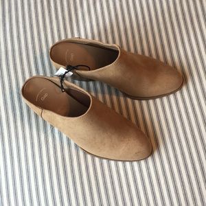 Tan suede mules